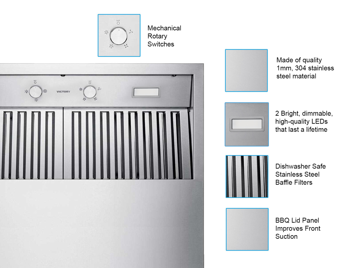 Victory Twister BBQ 36 inch stainless steel outdoor BBQ range hood, view 5
