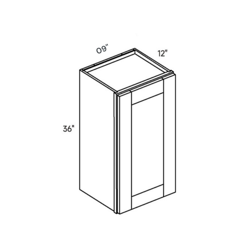 Seaport Driftwood Slim Tall Wall Cabinet - 9w 36h 12d line drawing dimensions