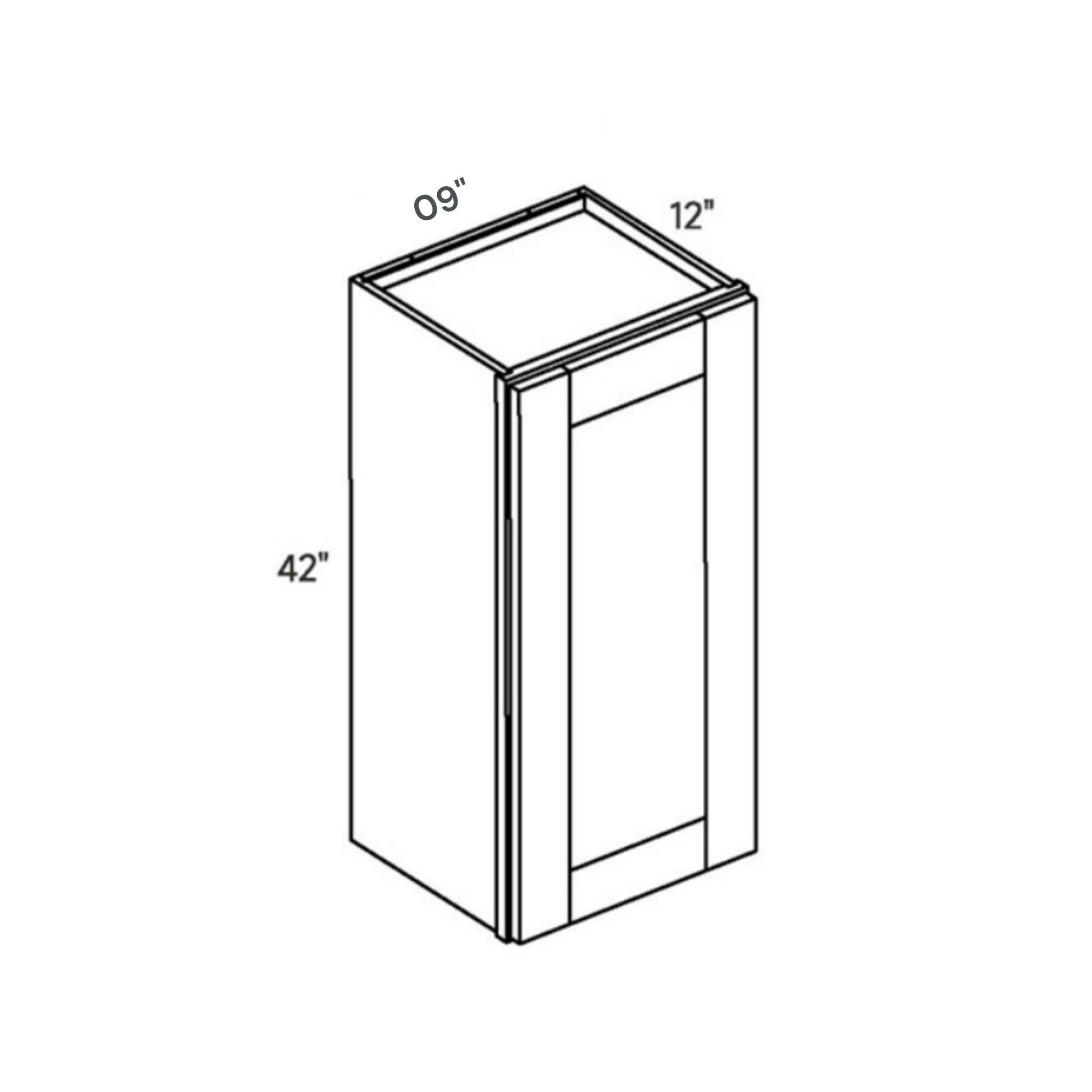 Belmont White Extra-Tall Slim Wall - 9w 42h 12d line drawing dimensions