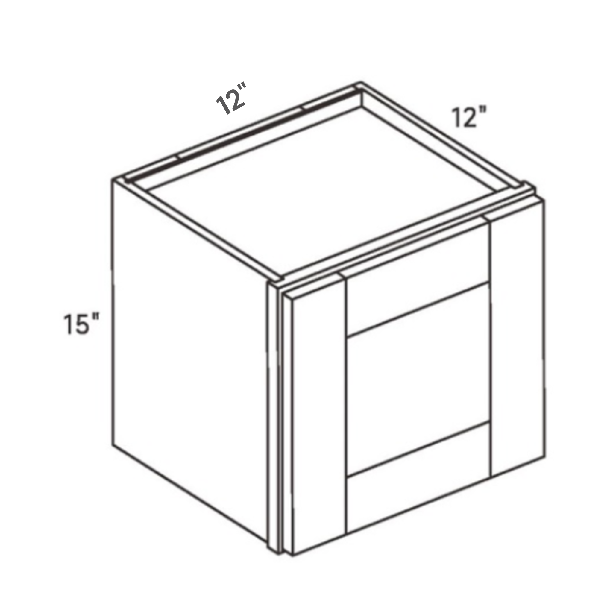 Seaport White Small Wall Cabinet - 12w 15h 12d line drawing dimensions