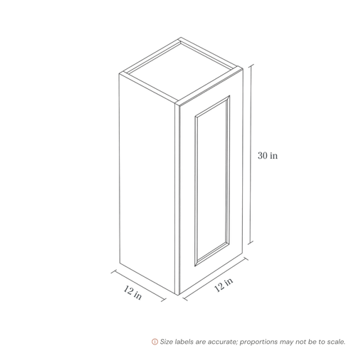 Seaport Driftwood Wall Cabinet - 12w 30h 12d line drawing dimensions