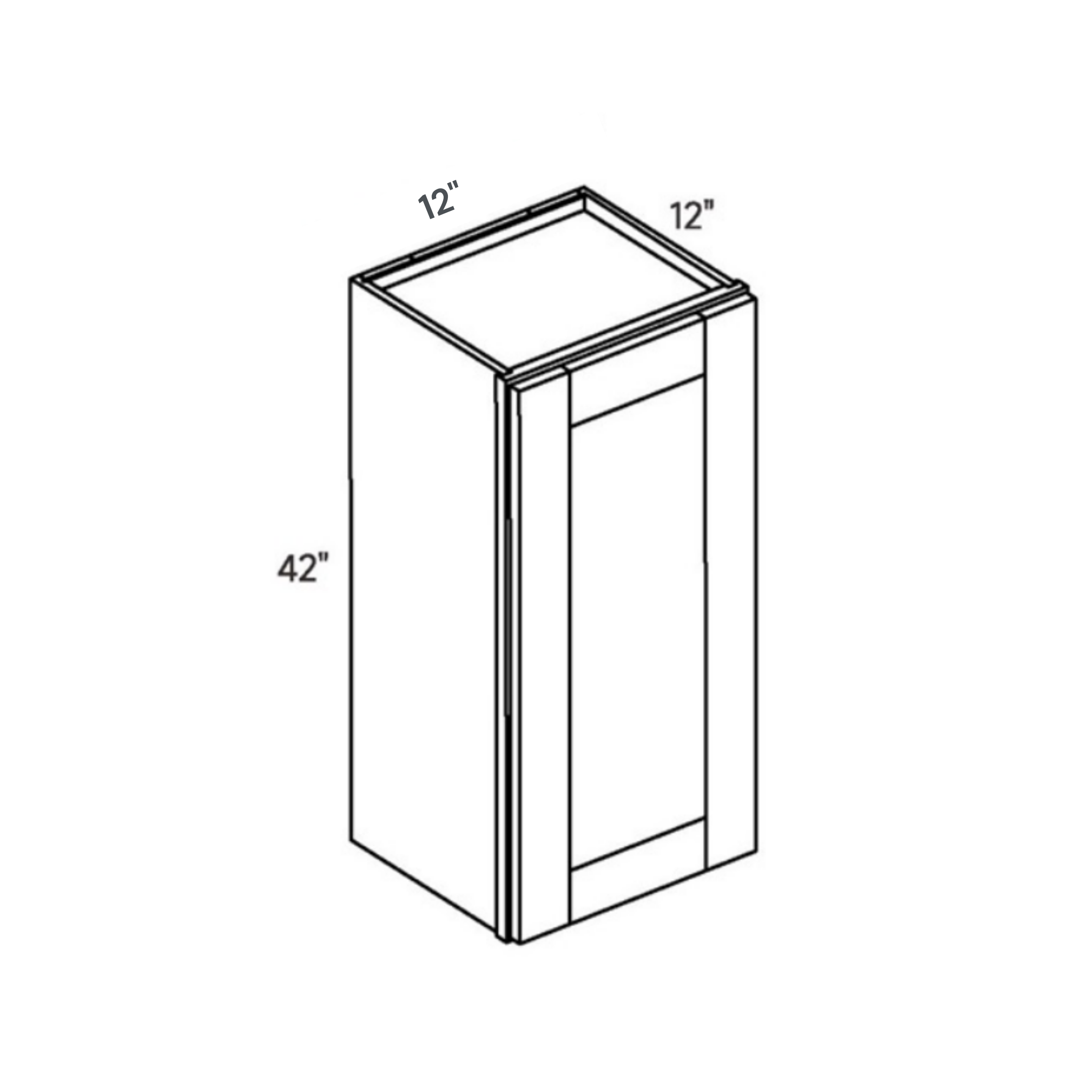 Seaport White Extra-Tall Wall Cabinet - 12w 42h 12d line drawing dimensions