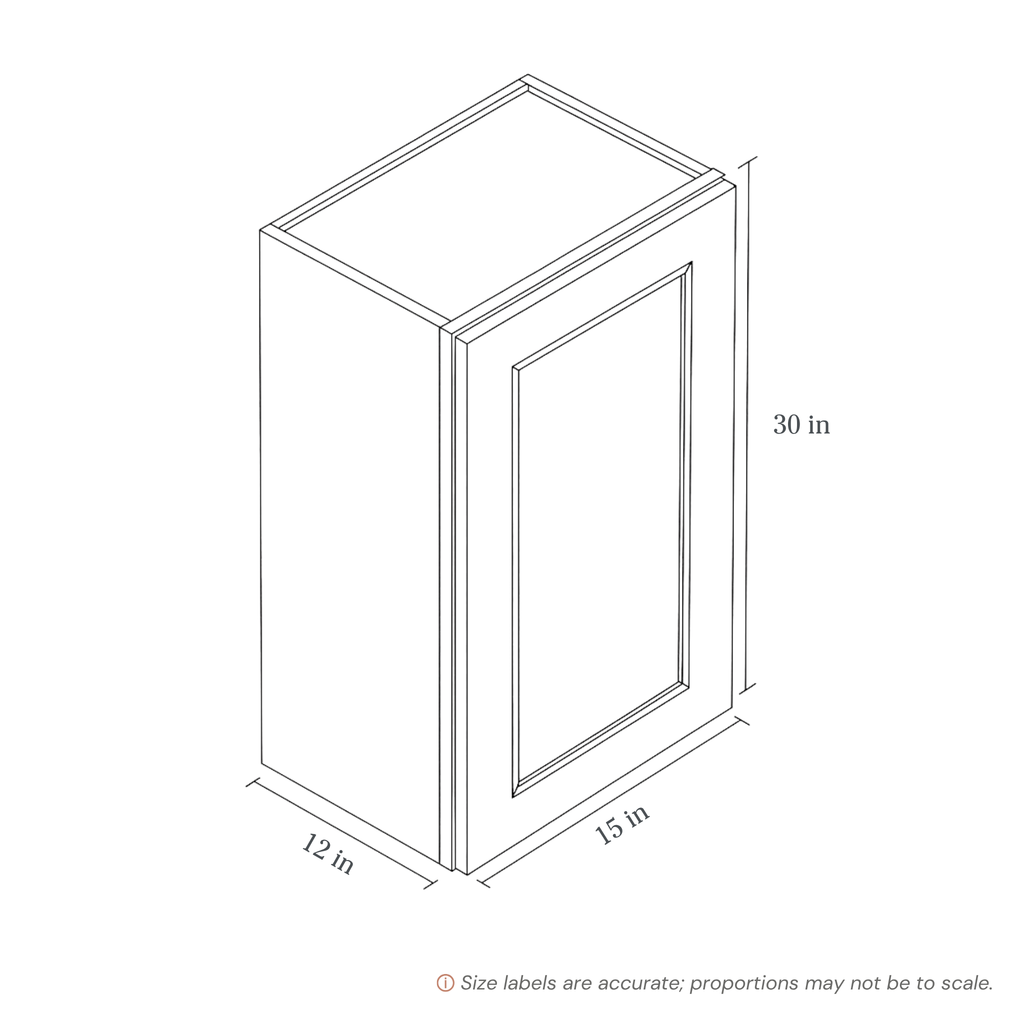 Belmont Blue Wall Cabinet - 15w 30h 12d line drawing dimensions