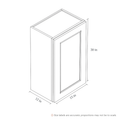 Seaport Driftwood Wall Cabinet - 15w 30h 12d line drawing dimensions