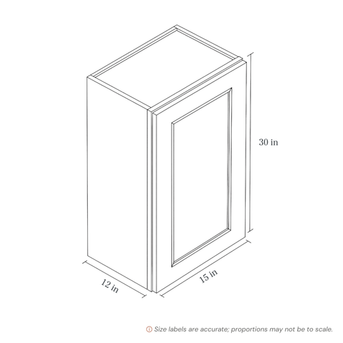 Seaport Driftwood Wall Cabinet - 15w 30h 12d line drawing dimensions