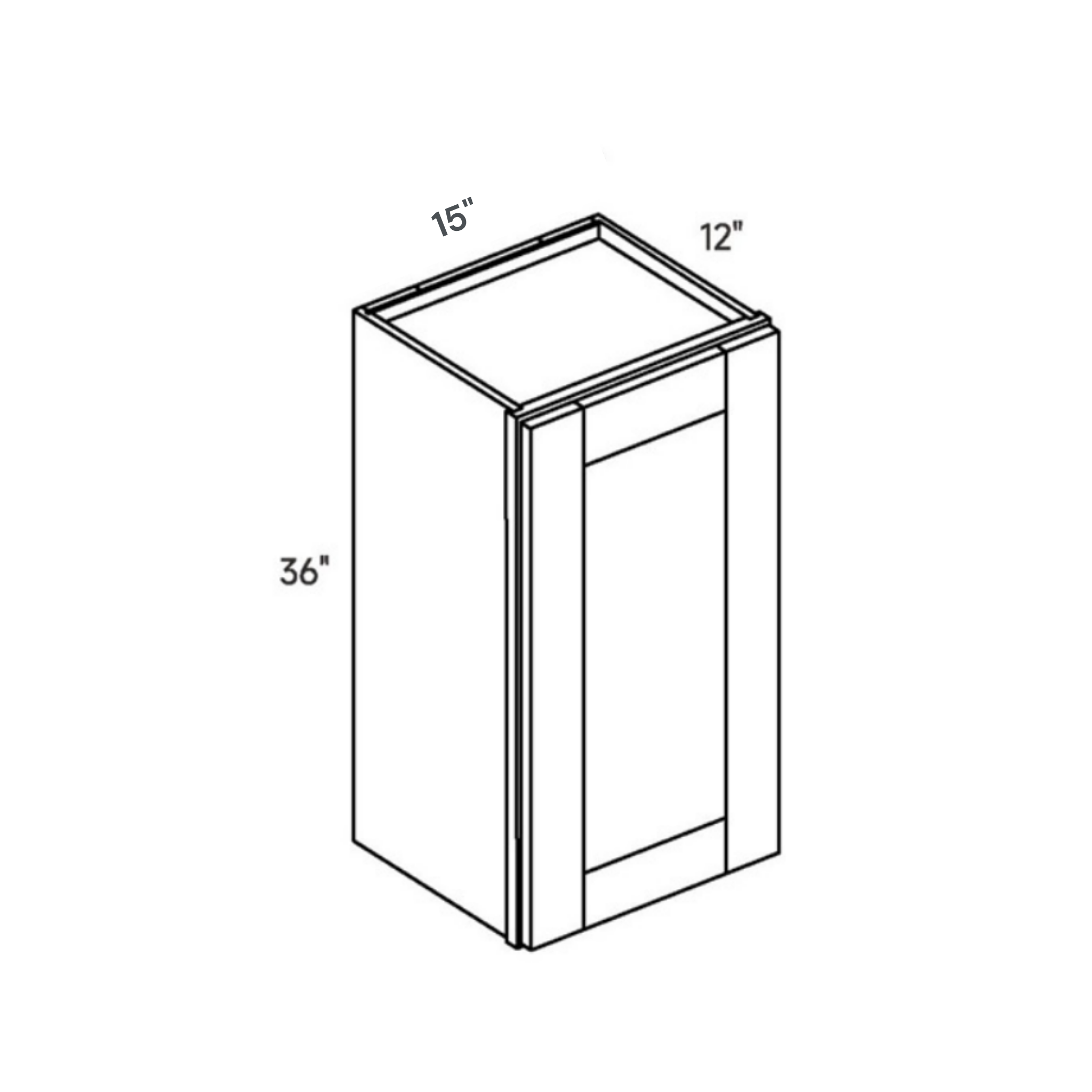 Seaport White Tall Wall Cabinet - 15w 36h 12d line drawing dimensions