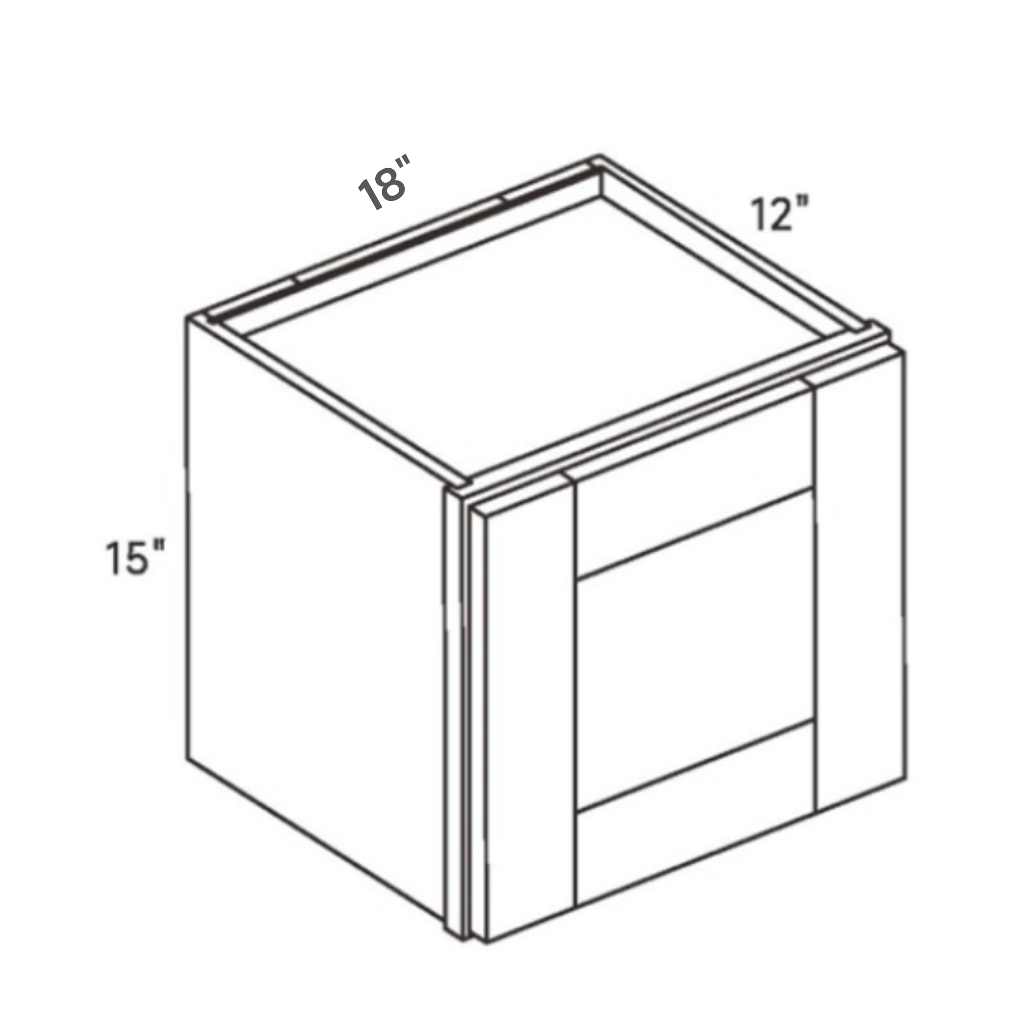 Seaport Light Gray Small Wall Cabinet - 18w 15h 12d line drawing dimensions