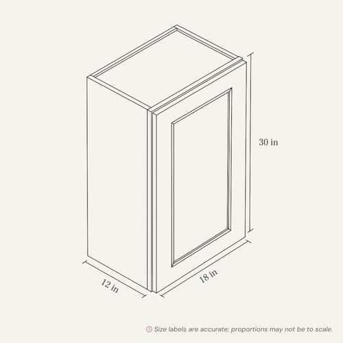 Seaport Driftwood Wall Cabinet - 18w 30h 12d line drawing dimensions
