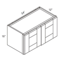 Seaport Light Gray Double Door Wall - 24w 15h 12d line drawing dimensions