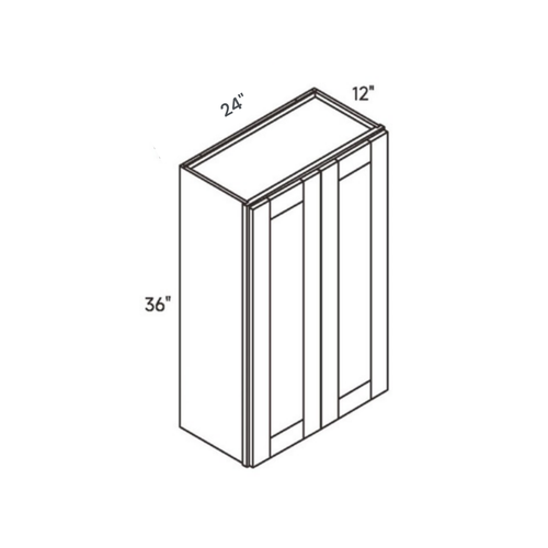 Seaport Driftwood Tall Wall Cabinet - 24w 36h 12d line drawing dimensions