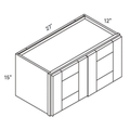 Seaport Light Gray Double Door Wall - 27w 15h 12d line drawing dimensions