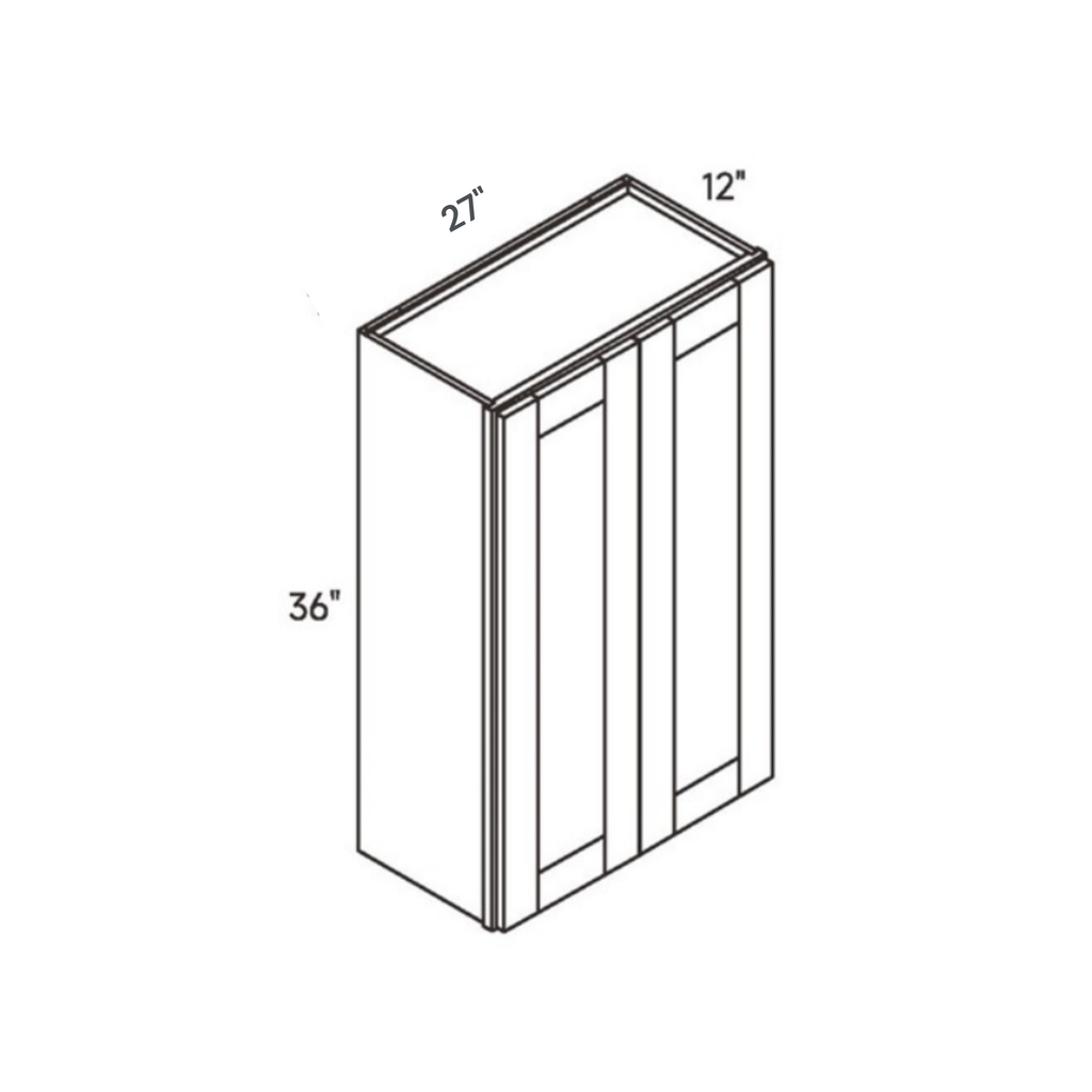 Belmont Blue Tall Wall Cabinet - 27w 36h 12d line drawing dimensions