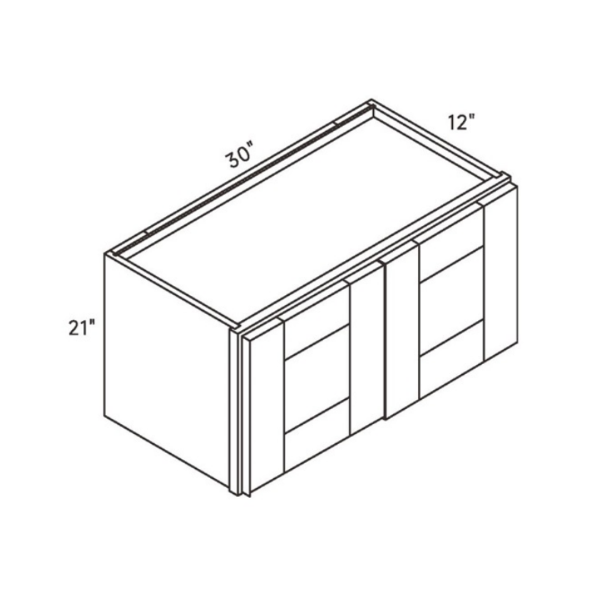 Belmont Blue No-Shelf Wall Cabinet - 30w 21h 12d line drawing dimensions