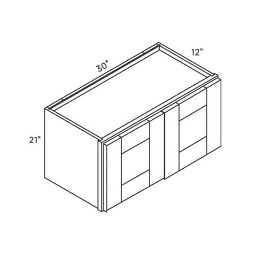 Seaport Driftwood No-Shelf Wall Cabinet - 30w 21h 12d line drawing dimensions