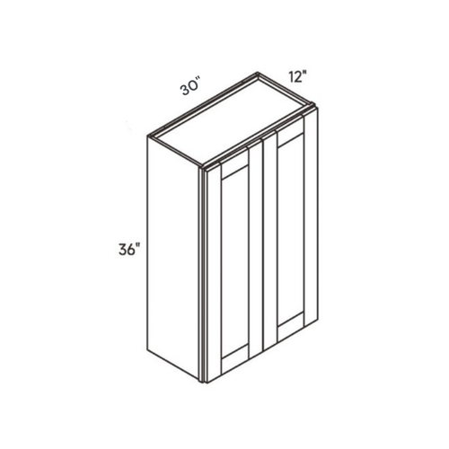 Seaport Driftwood Tall Wall Cabinet - 30w 36h 12d line drawing dimensions