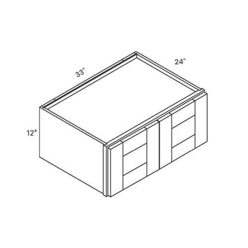 Seaport Driftwood Deep Bridge Cabinet - 33w 12h 24d line drawing dimensions