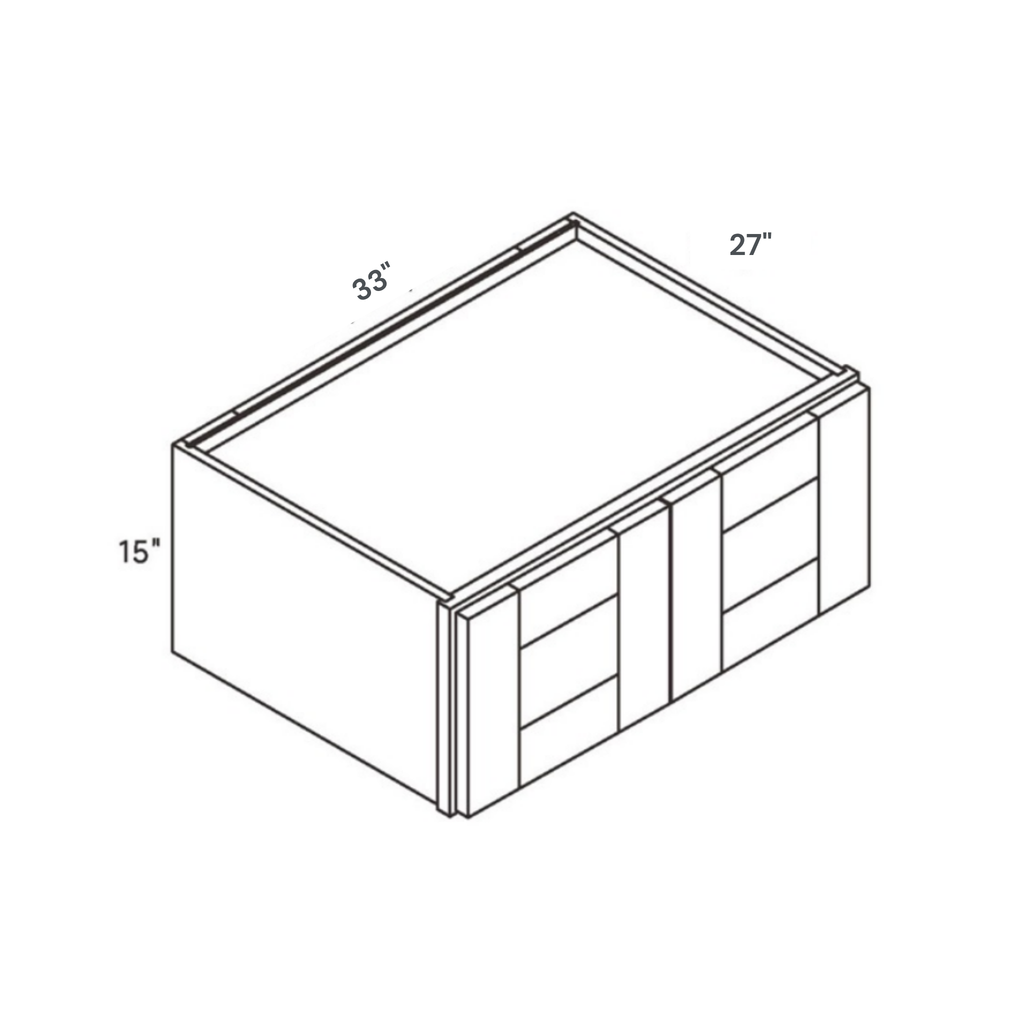 Belmont Blue Deep Wall Cabinet - 33w 15h 27d line drawing dimensions