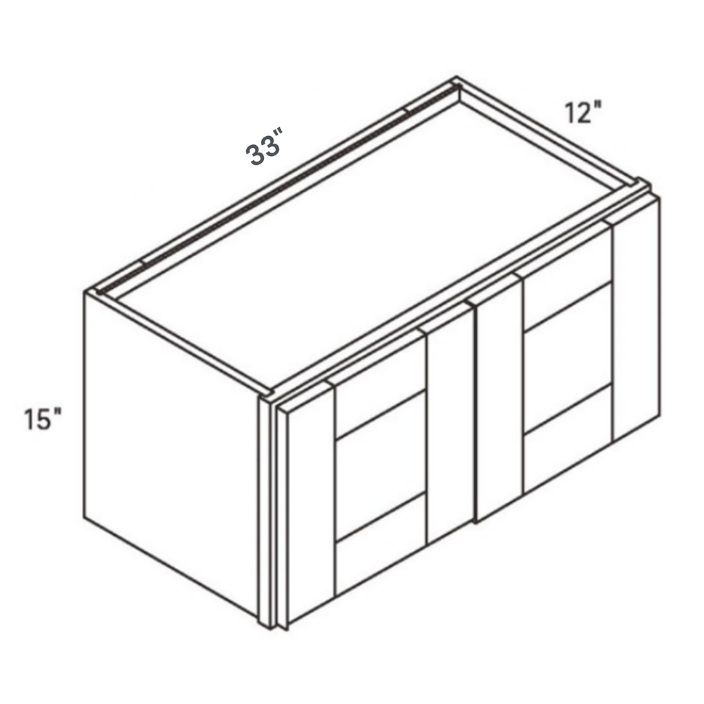 Belmont Blue Double Door Wall - 33w 15h 12d line drawing dimensions