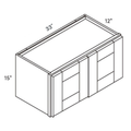 Belmont Blue Double Door Wall - 33w 15h 12d line drawing dimensions