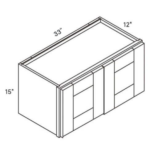 Seaport Driftwood Double Door Wall - 33w 15h 12d line drawing dimensions