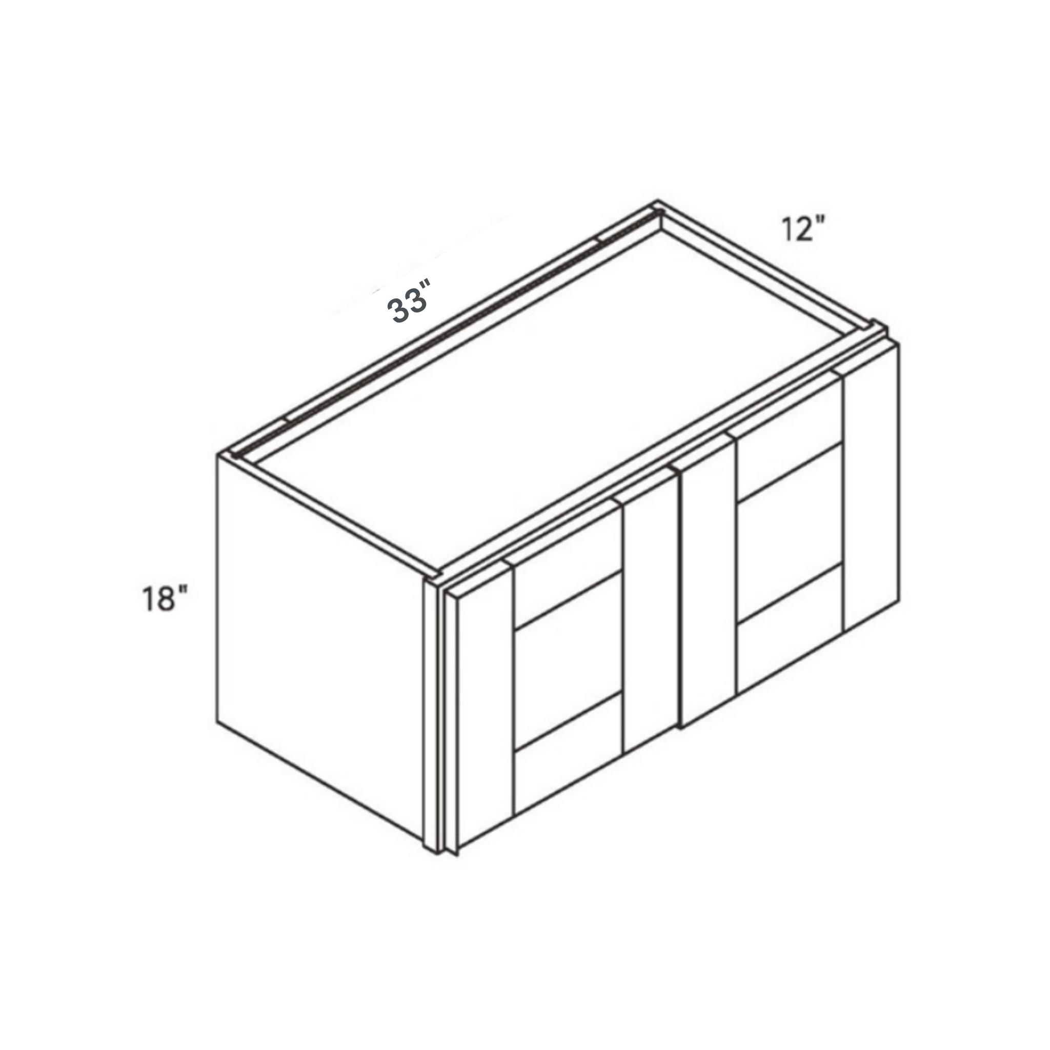 Belmont White Mid-Height Wall Cabinet - 33w 18h 12d line drawing dimensions
