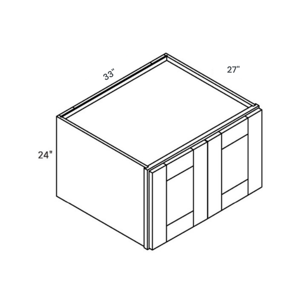 Belmont Blue Deep Wall Cabinet - 33w 24h 27d line drawing dimensions