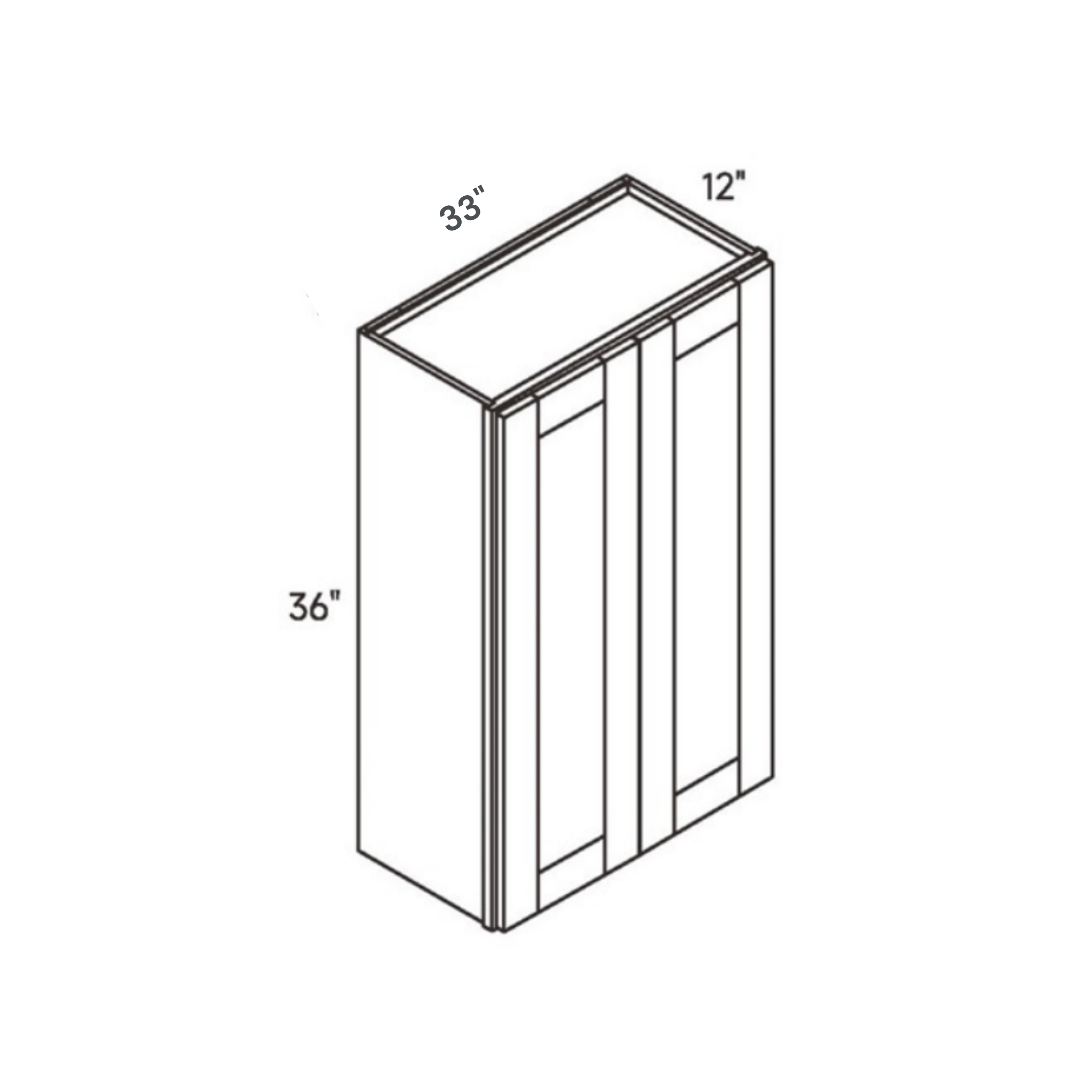 Belmont Blue Tall Wall Cabinet - 33w 36h 12d line drawing dimensions