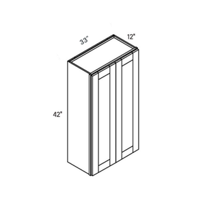 Belmont Blue Extra-Tall Wall Cabinet - 33w 42h 12d line drawing dimensions