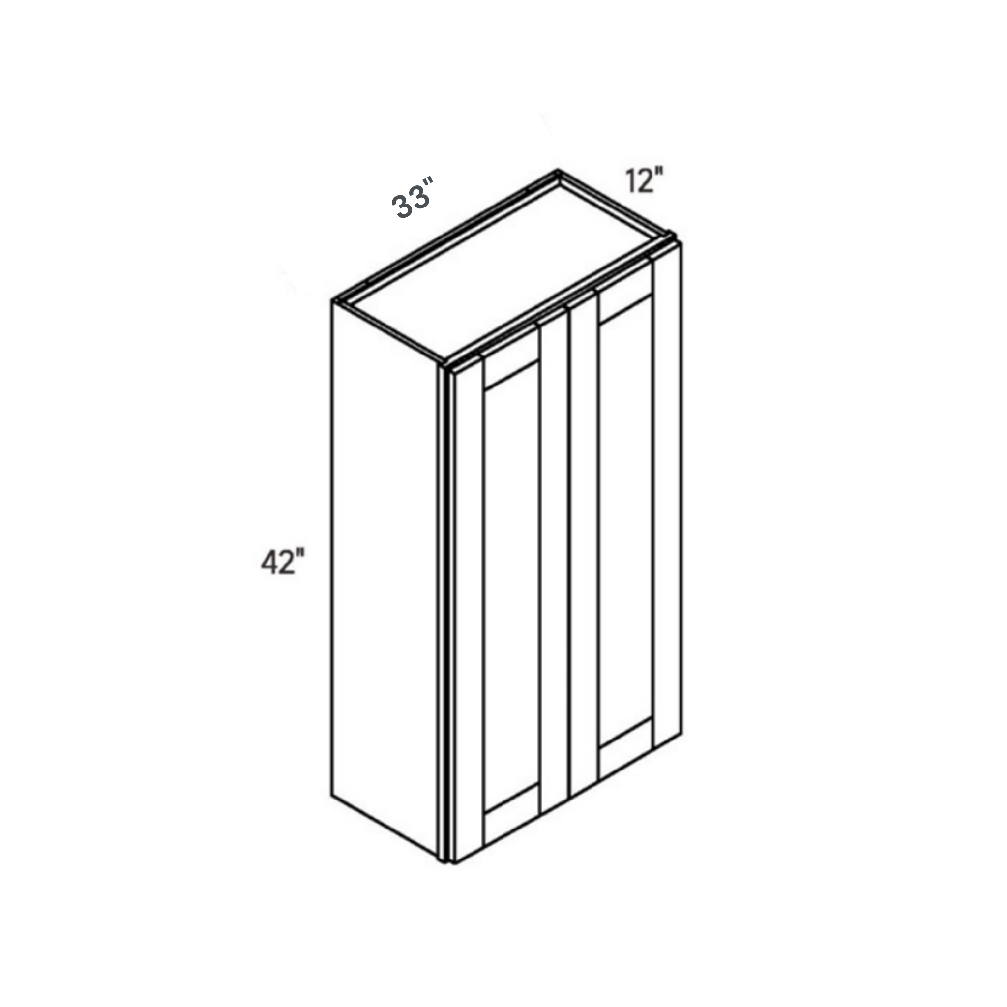 Seaport White Extra-Tall Wall Cabinet - 33w 42h 12d line drawing dimensions