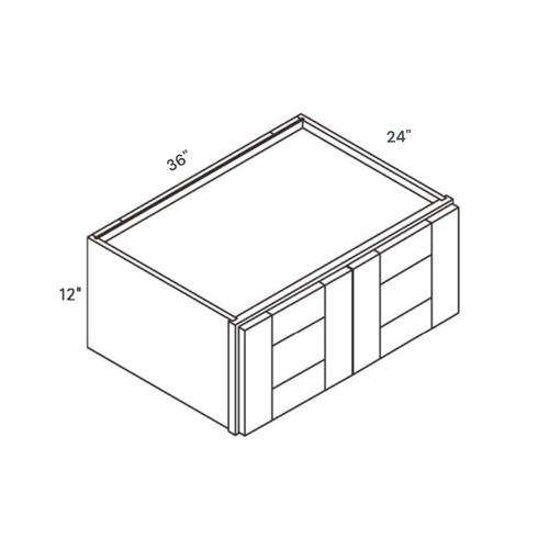 Seaport Driftwood Deep Bridge Cabinet - 36w 12h 24d line drawing dimensions