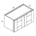 Seaport Driftwood Double Door Wall - 36w 15h 12d line drawing dimensions