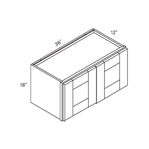 Seaport Driftwood Mid-Height Wall Cabinet - 36w 18h 12d line drawing dimensions