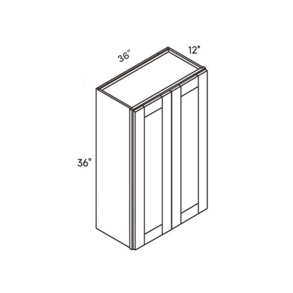 Belmont Blue Tall Wall Cabinet - 36w 36h 12d line drawing dimensions