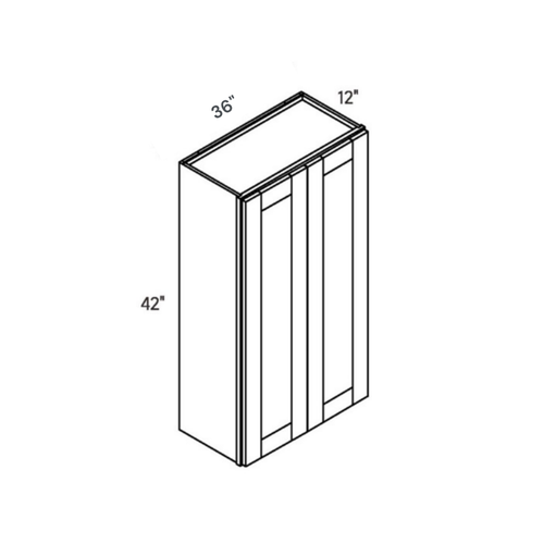 Seaport Driftwood Extra-Tall Wall Cabinet - 36w 42h 12d line drawing dimensions