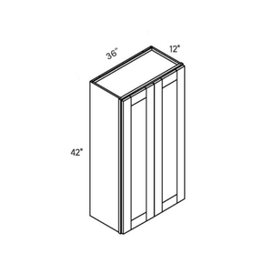 Belmont Blue Extra-Tall Wall Cabinet - 36w 42h 12d line drawing dimensions