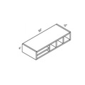White contemporary shaker wall plate rack, 30″ wide, 6″ high, 12″ deep, shown in a technical line drawing with dimensions. Part of the Belmont line from the Kitchen & Cabinet Store.