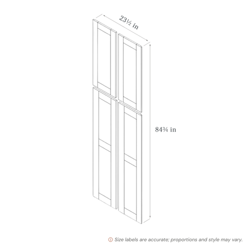 Driftwood Double Tall End Panel traditional shaker, 11.75″ wide, 84.75″ high, 0.75″ deep, shown in a technical line drawing with dimensions. Part of the Seaport line from the Kitchen & Cabinet Store.