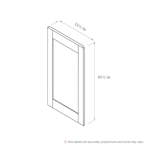 White Wall End Panel traditional shaker, 11.5″ wide, 41.5″ high, 0.75″ deep, shown in a technical line drawing with dimensions. Part of the Seaport line from the Kitchen & Cabinet Store.