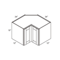 Belmont Blue Pie-Cut Corner Wall Cabinet with Glass Door - 24w 15h 24d line drawing dimensions