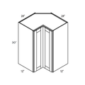 White traditional shaker pie, 24″ wide, 30″ high, 24″ deep, shown in a technical line drawing with dimensions. Part of the Seaport line from the Kitchen & Cabinet Store.