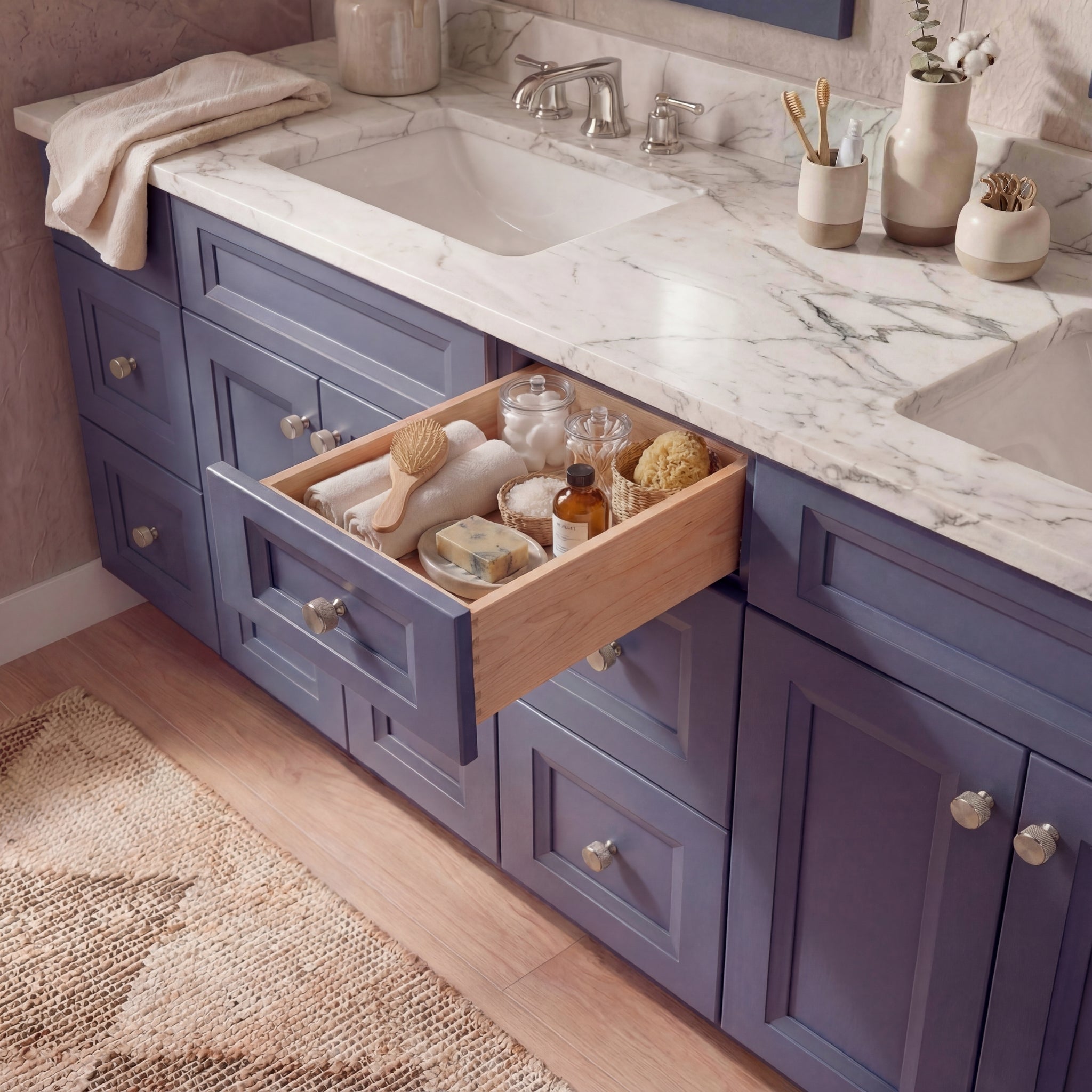 Belmont Blue Single Vanity Sink & Drawer - 60w 34½h 21d
