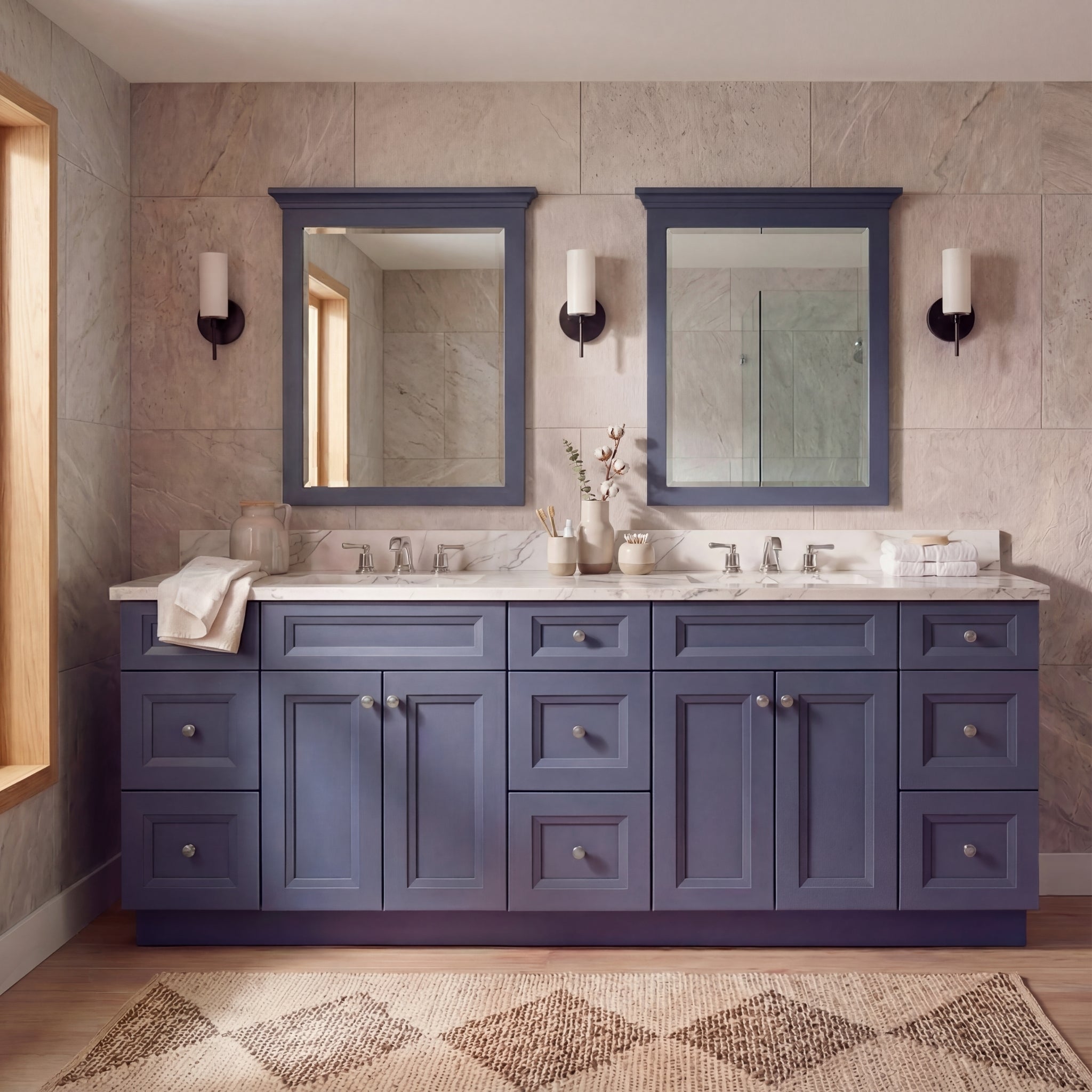 Belmont Blue Single Vanity Sink & Drawer - 60w 34½h 21d