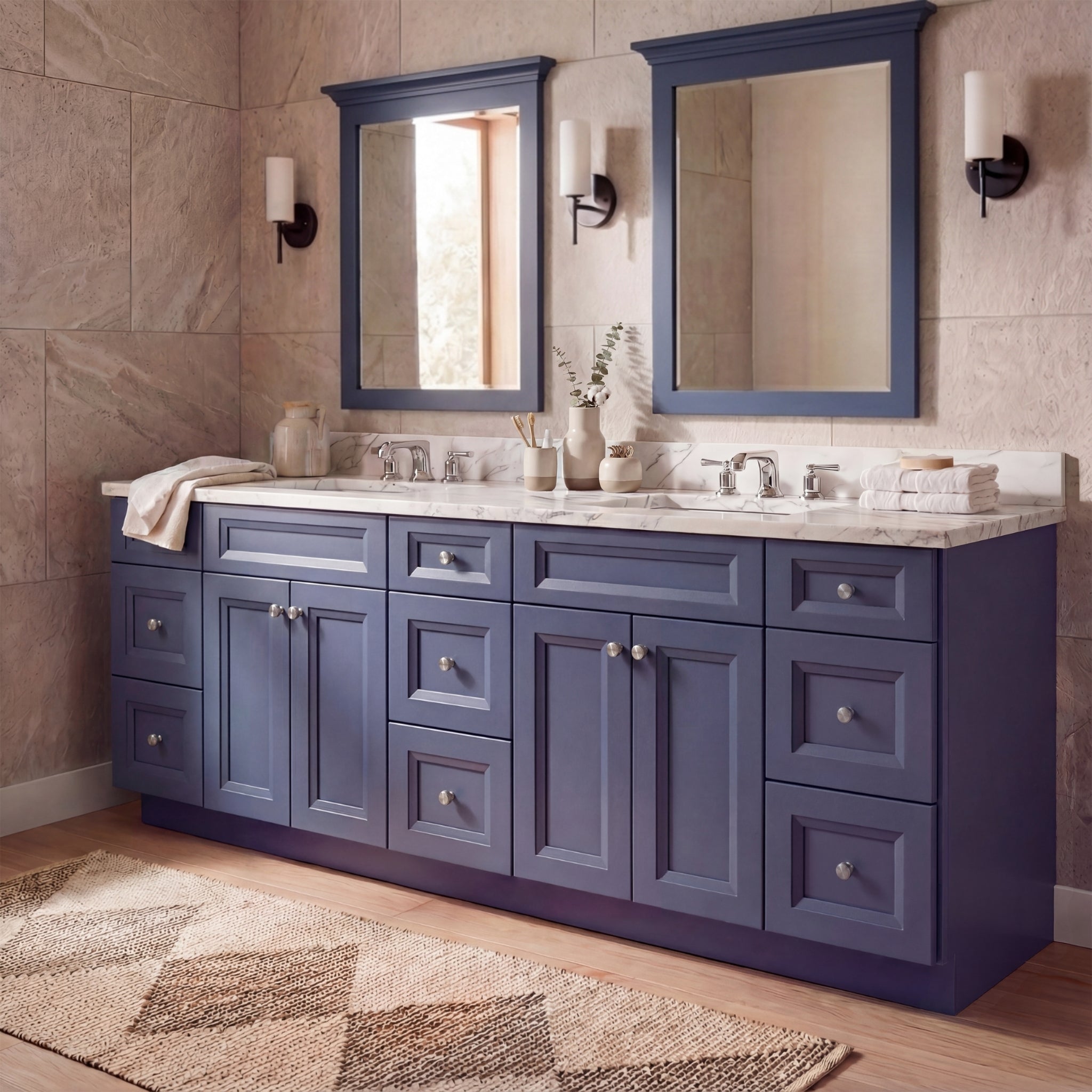 Belmont Blue Single Vanity Sink & Drawer - 60w 34½h 21d