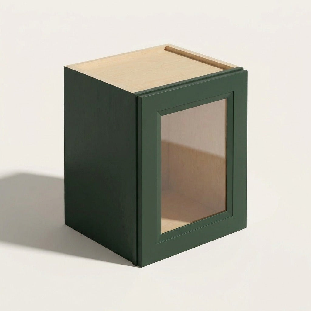 Belmont Green Wall Cabinet with Glass Door - 12w 15h 12d