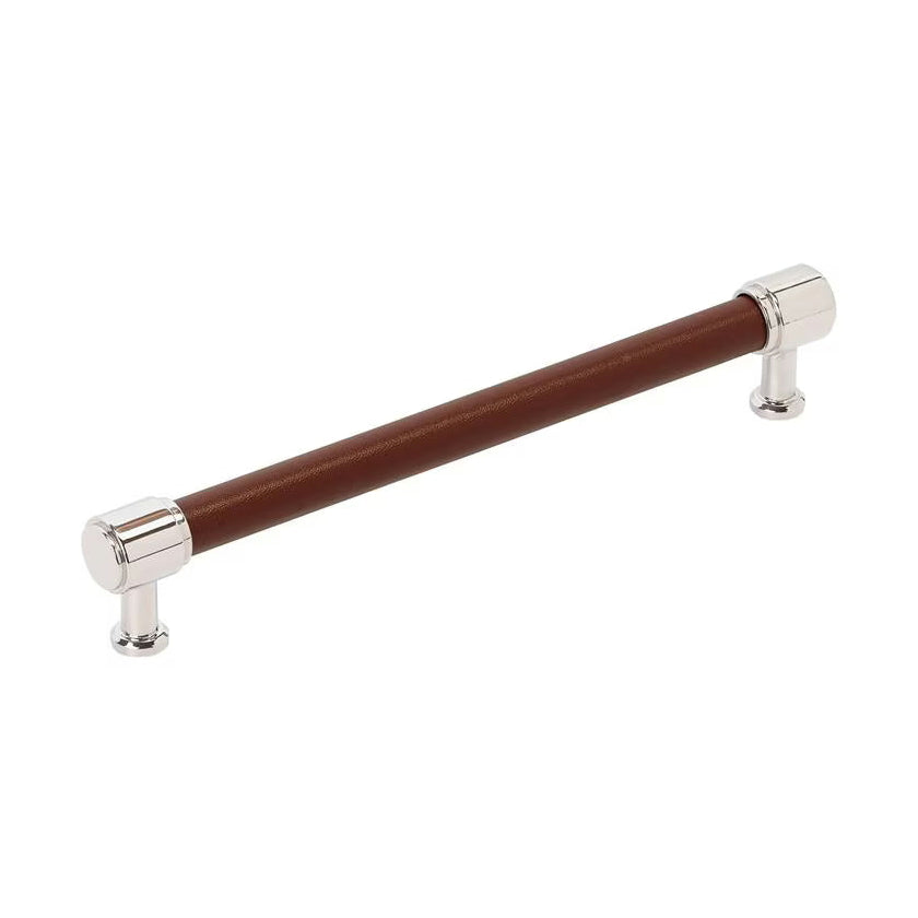 AMEROCK Fairlane Cabinet Knobs, Pulls & Appliance Pulls - Brown Leather/Polished Nickel