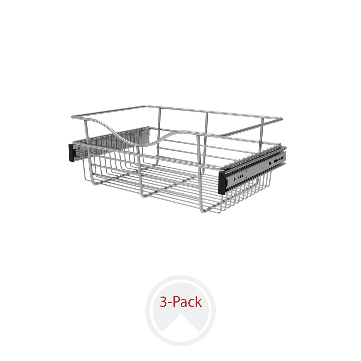 REV-A-SHELF CB-1812-MPK Series Chrome 18" Wire Pullout Basket for 12" Deep Closet (3-pack)