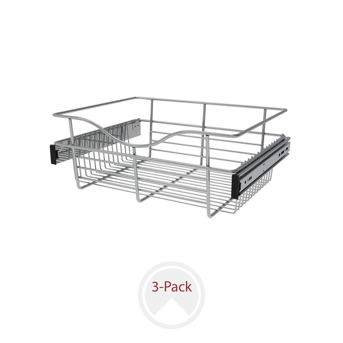 REV-A-SHELF CB-1814-MPK Series Chrome 18" Wire Pullout Basket for 14" Deep Closet (3-pack)