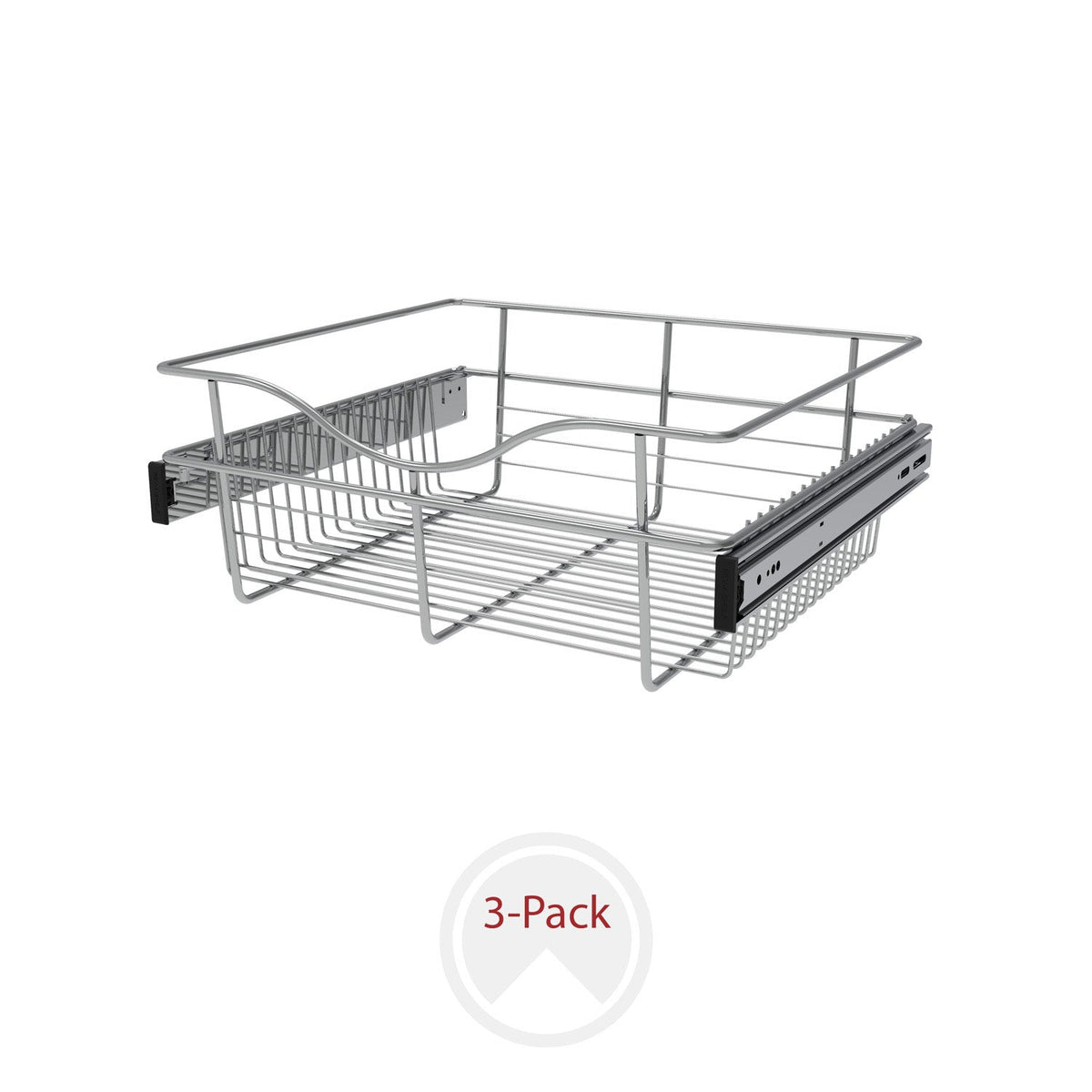 REV-A-SHELF CB-1816-MPK Series Chrome 18" Wire Pullout Basket for 16" Deep Closet (3-pack)