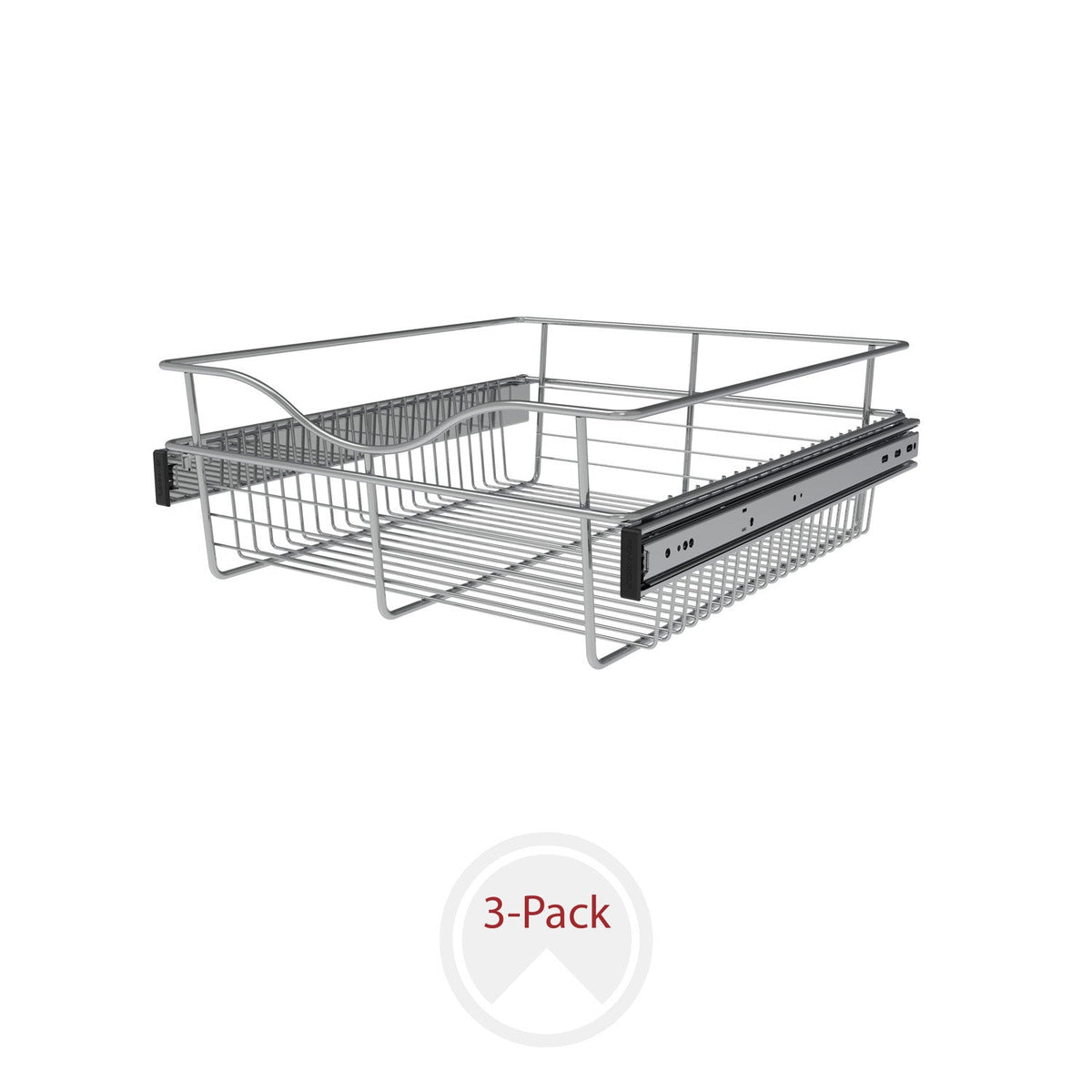 REV-A-SHELF CB-1820-MPK Series Chrome 18" Wire Pullout Basket for 20" Deep Closet (3-pack)