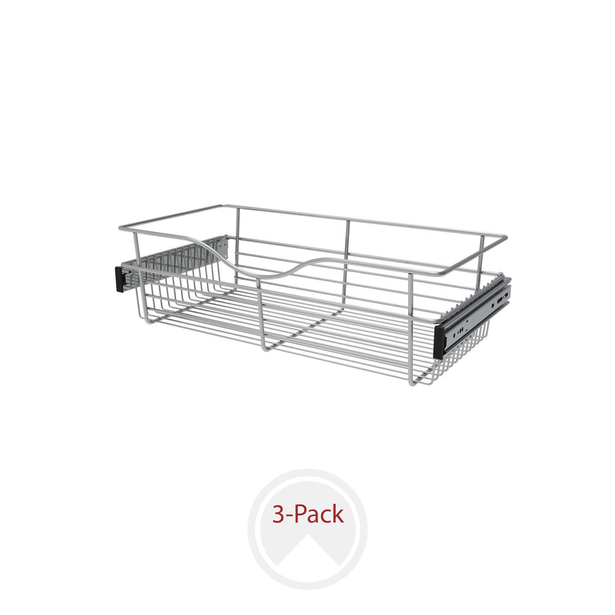 REV-A-SHELF CB-2412-MPK Series Chrome 24" Wire Pullout Basket for 12" Deep Closet  (3-pack)